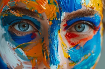 Vivid Expression: Abstract-Realism Face Paint with Expressive Eyes

