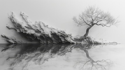 a tree that is in the middle of a body of water