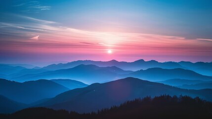 Fototapeta premium majestic sunset over silhouetted mountains landscape photography