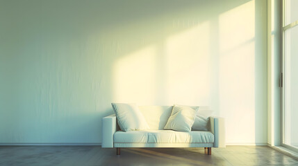Interior Design Living room with big empty wall : Generative AI