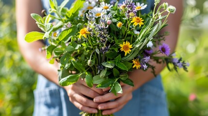 Bouquet of Assorted Medicinal Herbs for Natural Holistic Wellness and Alternative Medicine
