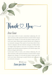 thank you card template with yellow rose decoration