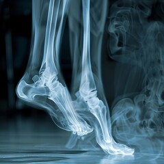 Fototapeta premium Xray view of a dancers feet while performing, selective focus on the skeletal alignment
