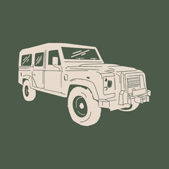 vintage hand drawing style vector illustration vintage jeep car