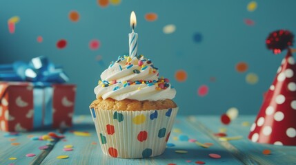 A Festive Birthday Cupcake