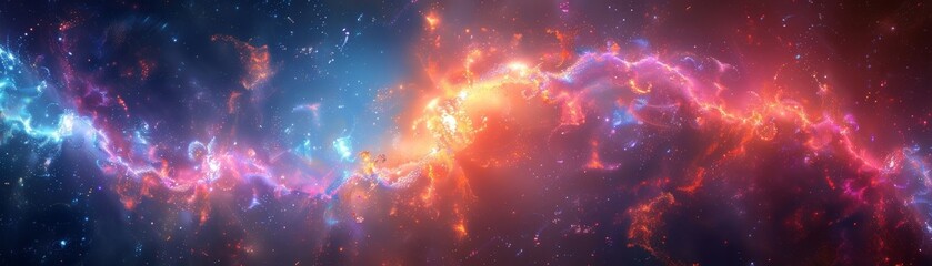 Obraz premium Colorful abstract fractal design wallpaper with galaxy theme.