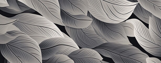 A black and white image of leaves with a very detailed look