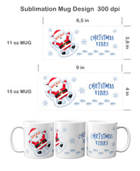 Funny Christmas Santa Claus making Snow Angel. Sublimation templates for 11 oz and 15 oz mug.