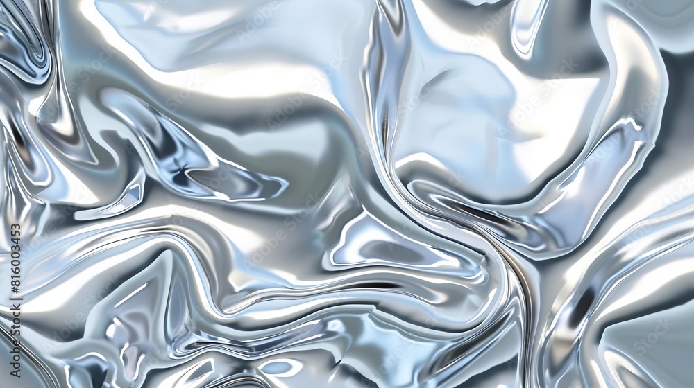 Aufkleber metallic chrome liquid abstract background silver gradient 3d pattern texture