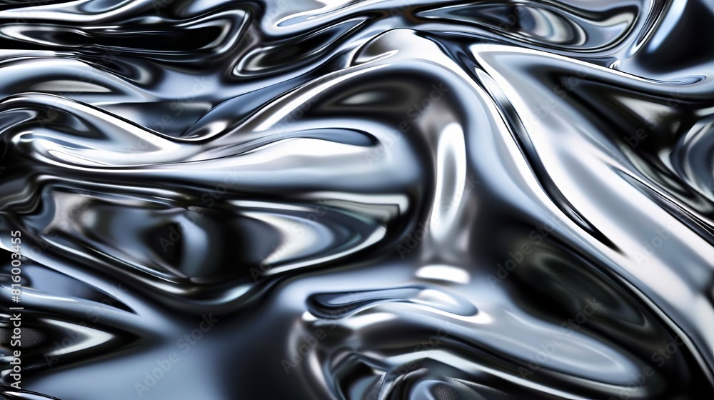 Poster metallic chrome liquid abstract background silver gradient 3d pattern texture