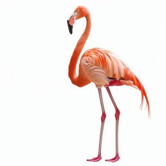 a flamingo standing on a white background