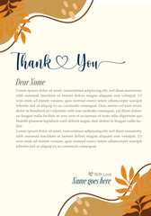 thank you card template with yellow rose decoration