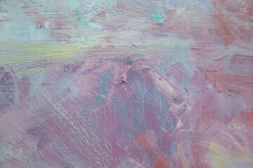 Fototapeta premium Abstract decorative background. Original painting fictional landscape. Grunge shades of pink texture.