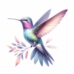 Obraz premium watercolor color painting of hummingbird image on white background