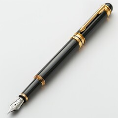 Fototapeta premium a pen with a gold trim sitting on a white surface