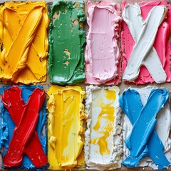 a close up of a palette with different colors of paint