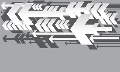 Abstract white paper cut black arrow geometric direction overlap on grey design modern futuristic background vecto