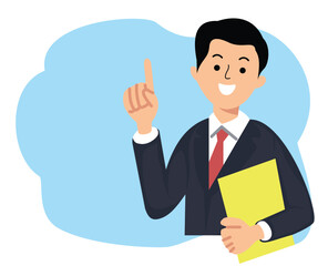 office man holding files with hands doing presentation or advertising concept and announcement