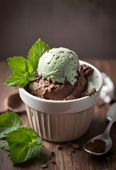 Mint Chocolate Chip and Brownie Ice Cream