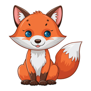 recommend clip art: Vector cute cartoon fox  out of water on a white background