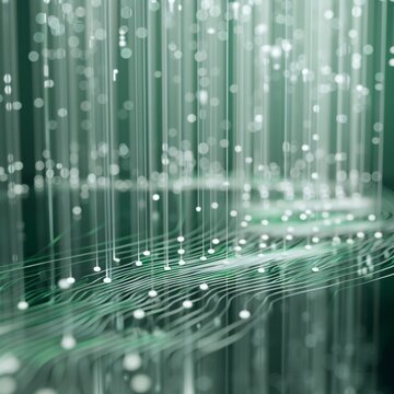 The image is an abstract representation of a data lake circuit board in white green