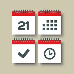 Icon page calendar - 21 day, agenda, timer, done