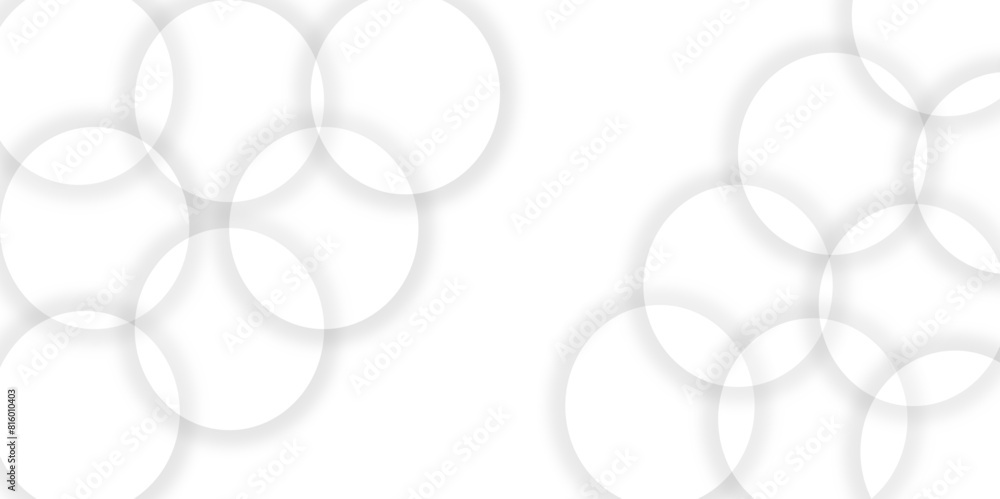 Poster abstract white geometric overlapping circle background with shadow. vector circles template vector d