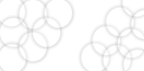 Abstract white geometric overlapping circle background with shadow. Vector circles template vector design. white background texture, Xmas, backdrop, lights, wallpaper design.