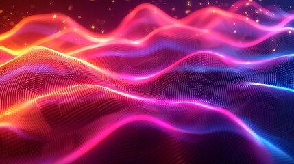 3d Energetic Abstract Background with Intersecting Wavy Lines and Glowing Effects