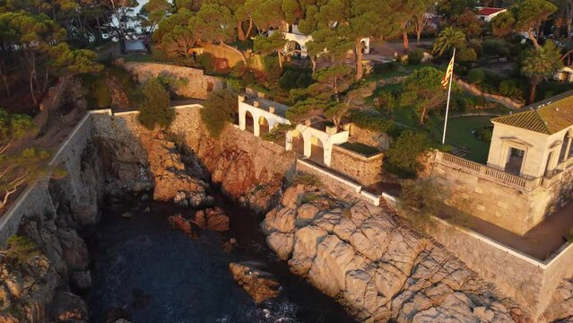 Tunnel - Viewpoint during the sunset in front of the Mediterranean Sea. located on the cam&iacute; de Ronda from S'Agar&oacute; to Sa Conca(Coastline of Costa Brava, Catalonia, Spain, S'Agaro)