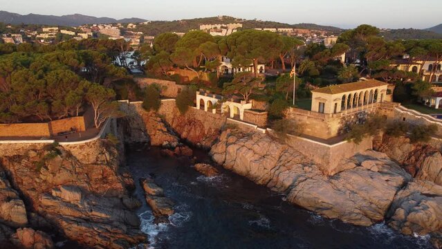 Viewpoint - tunnel in front of the Mediterranean Sea. located on the cam&iacute; de Ronda from S'Agar&oacute; to Sa Conca(Coastline of Costa Brava, Catalonia, Spain, S'Agaro)