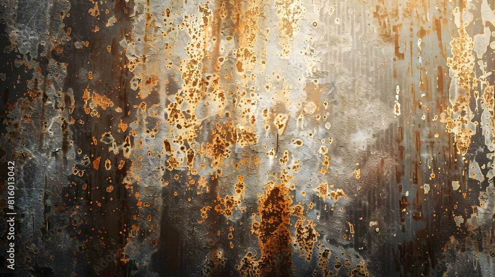 Poster Zinc Texture Zinc Background Zinc Rust Background texture of Rusted steel metal corroded texture Grunge background texture For art design or web design and vertical background : Generative AI