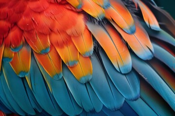 Fototapeta premium Beautiful colorful feather bird texture background.