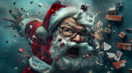 Crazy Santa shouting - Christmas theme