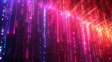 Mesmerizing Neon Matrix Backdrop with Flowing Digital Data Stream Captivating Futuristic Tech Concept