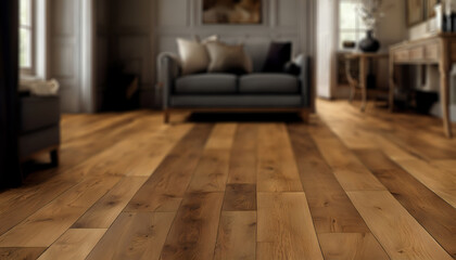 Closeup of a wooden floor texture in a lush apartment on background surface with copy space.