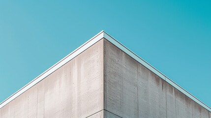 Fototapeta premium Minimalist architectural image of a building corner against a clear blue sky