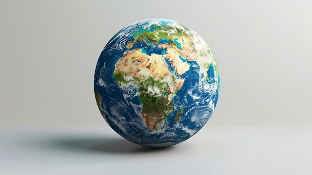 realistic 3d earth globe with detailed continents and oceans digital render