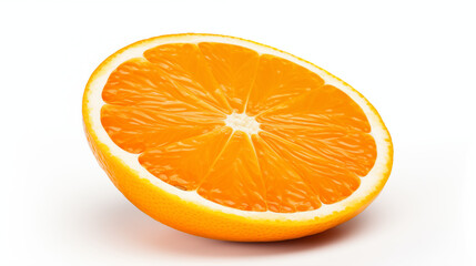 one half sliced orange side view isolated on white background