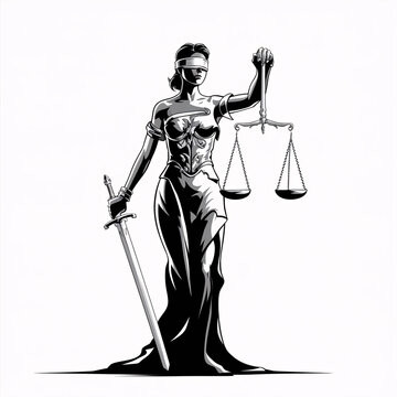 recommend clip art: Black silhouette illustration of a woman holding a justice scale represents legal fairness