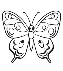 butterfly isolated on white background. Hand drawn vector illustration. Black and white 