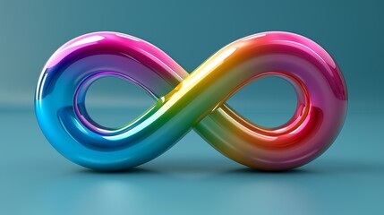 World Autism Awareness Day background. Rainbow-colored infinity on a blue background. The infinity symbol represents autism disorder and neurodiversity.