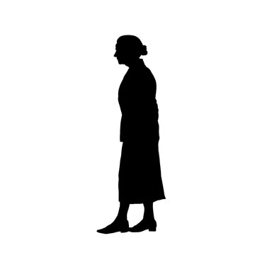 recommend clip art: silhouette of old woman walking, old age, senior woman - vector illustration