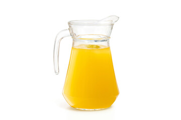 Orange juice in a jug. Isolated on white background