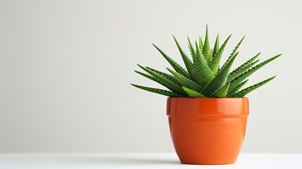cute mini Aloe plant in a pot, white background