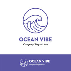 Ocean Waves Surfing Logo Ideas Vector Illustration 4