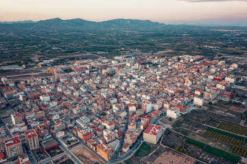 Obraz premium Top view of an ancient city in Europe, small houses, dense location