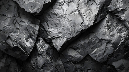 Black white stone texture Rock surface Closeup Like a old rough concrete wall Dark gray grunge background with space for design Template Backdrop Wide banner Panoramic : Generative AI