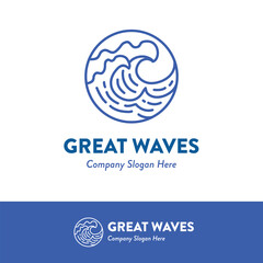 Ocean Waves Surfing Logo Ideas Vector Illustration 9