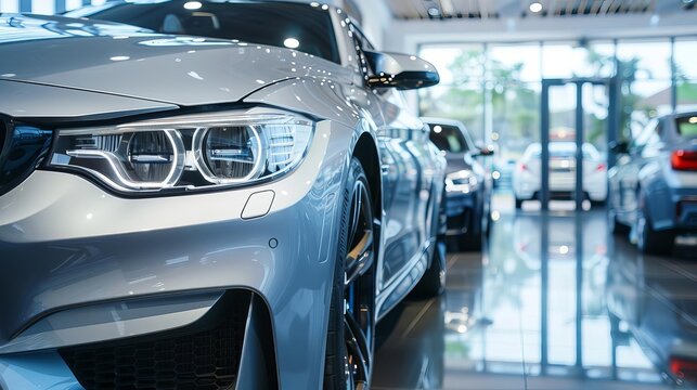 shiny new cars displayed in modern showroom ready for sale to customers automotive industry